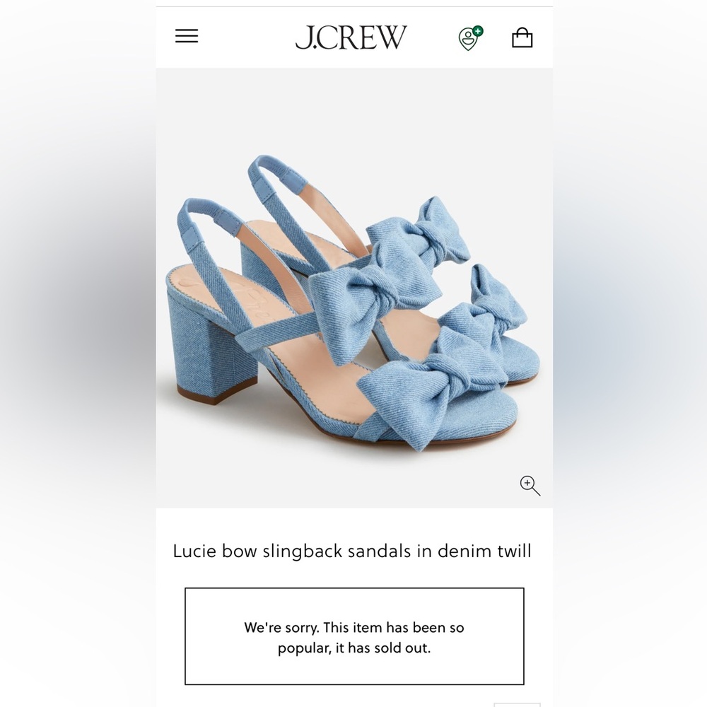 J. Crew Union Blue Lucie bow slingback sandals in denim twill